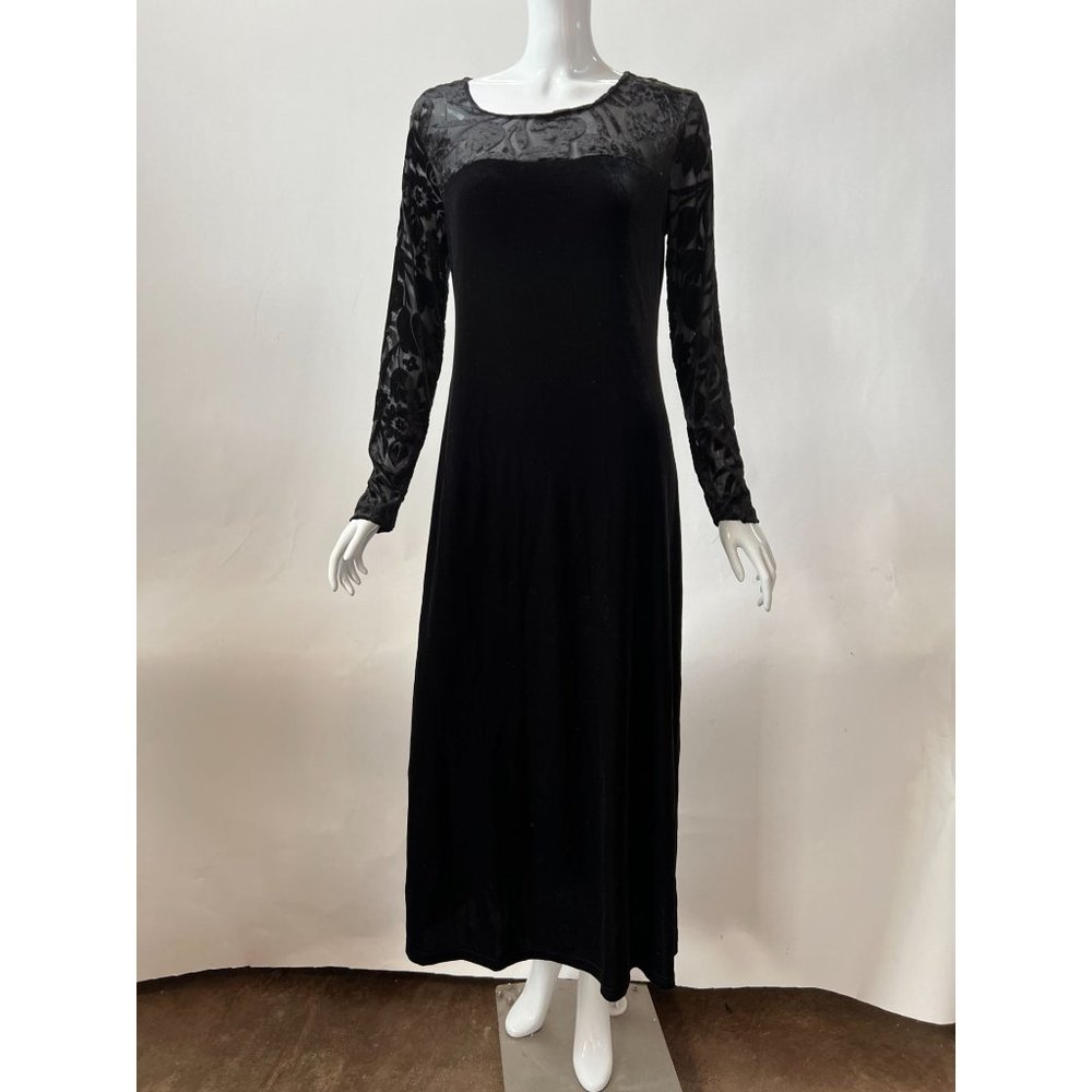 Dressing Clio Velvet Mid Calf Dress  S Black  VelvePolyester Blend USA